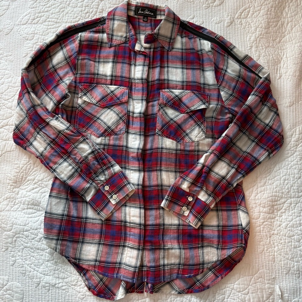 Sam Edelman Red and‎ Blue Plaid Women's Shirt